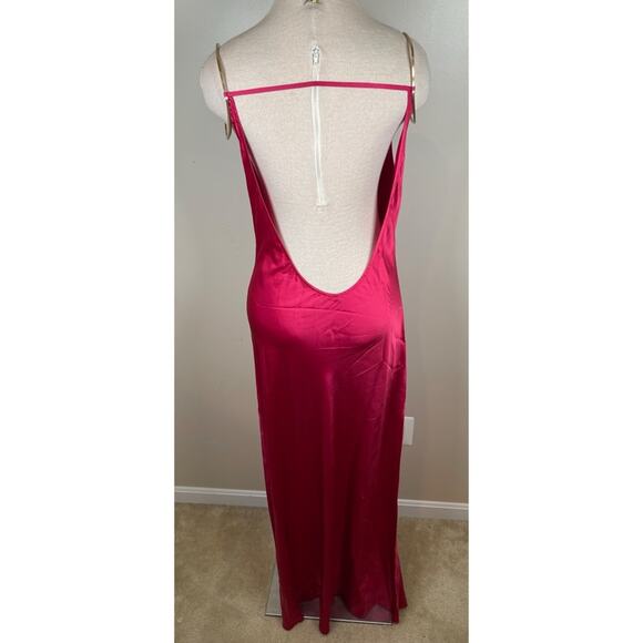 CULT GAIA Azaelia Gold Ring Shoulder Detail Cowl Neck Peony Pink Maxi Dress Sz M - Picture 11 of 13